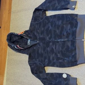 BAPE camo shark full zip hoodie Black A Bathing Ape Size medium
